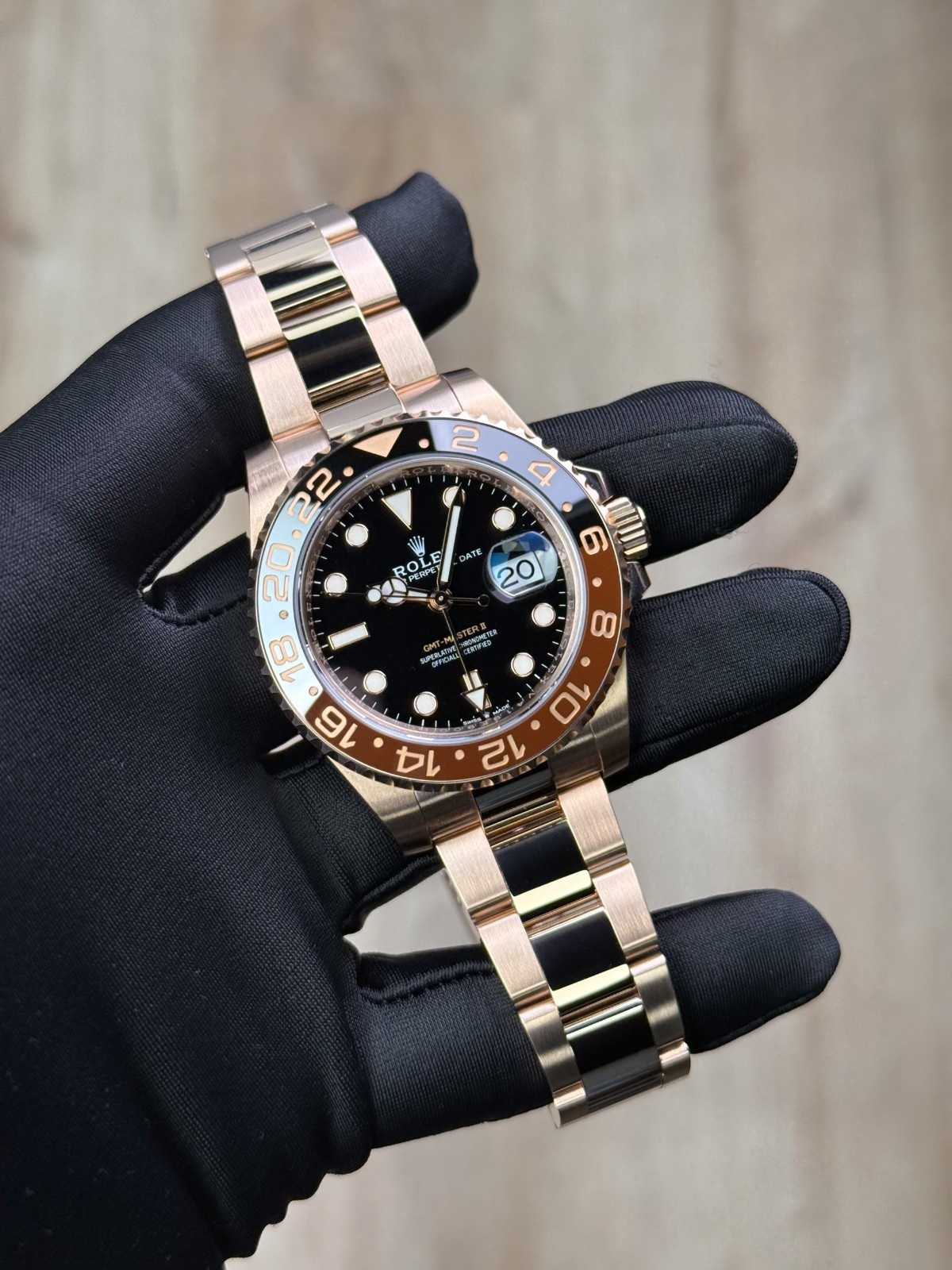 Rolex GMT-Master II 40 Root Beer Black Oyster 2019 Preowned 126715CHNR
