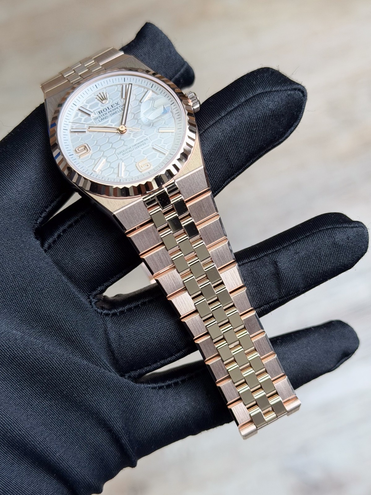Rolex Land-Dweller 36 White Honeycomb Fluted Flat Jubilee 2026 Unworn 127235