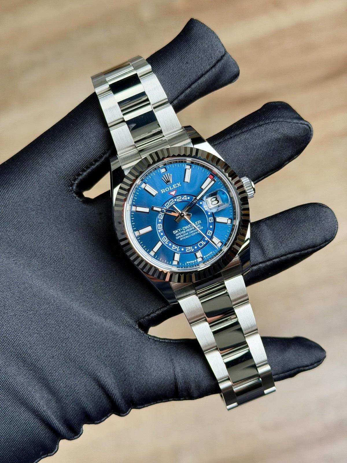 Rolex Sky-Dweller 42 Blue Index Fluted Oyster 2026 Unworn 336934