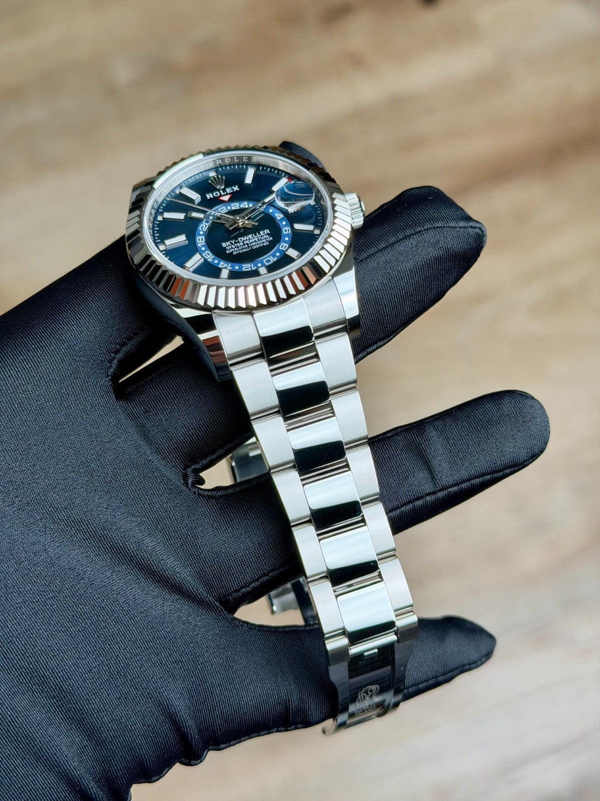 Rolex Sky-Dweller 42 Blue Index Fluted Oyster 2026 Unworn 336934