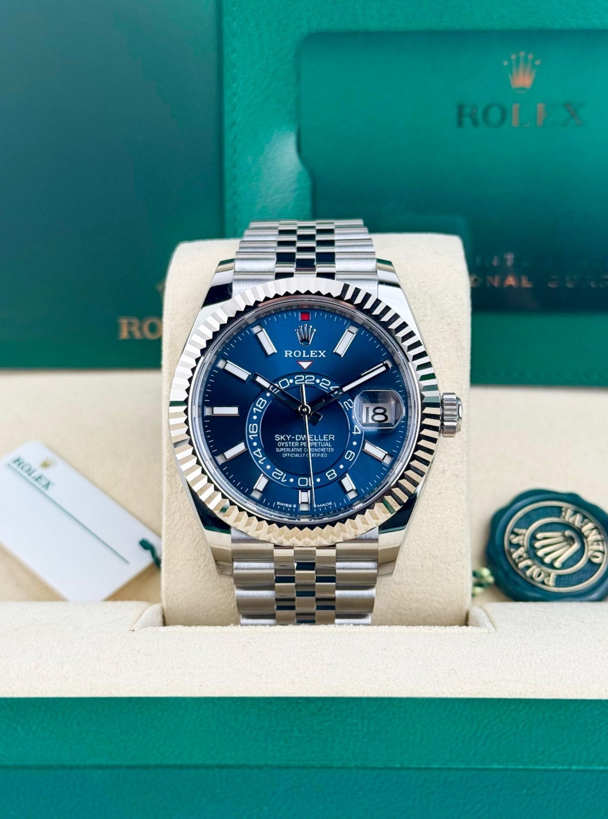 Rolex Sky-Dweller 42 Blue Index Fluted Jubilee 2026 Unworn 336934