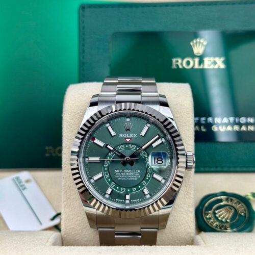 Rolex Sky-Dweller 42 Mint Green Index Fluted Oyster 2026 Unworn 336934
