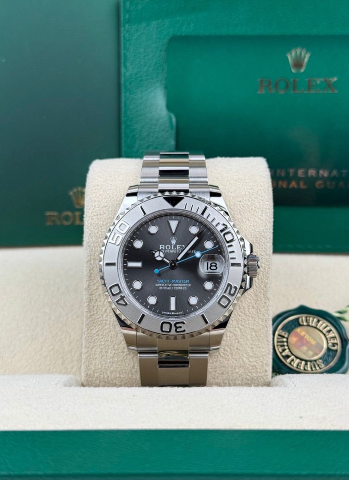 Rolex Yacht-Master 37 Date Rhodium Grey Platinum Oyster 2026 Unworn 268622