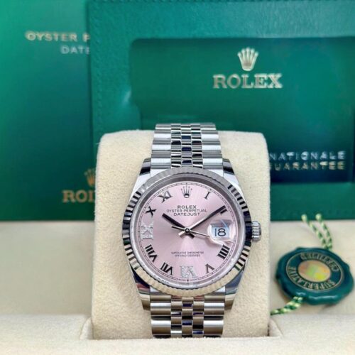 Rolex Datejust 36 Pink Roman VI IX Diamond Fluted Jubilee 2026 Unworn 126234