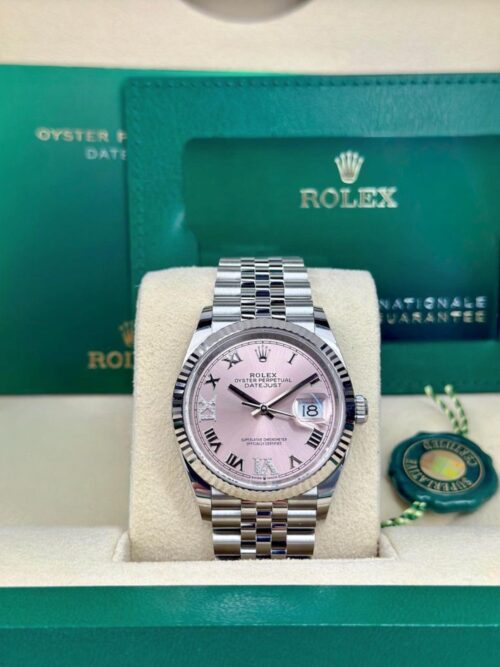 Rolex Datejust 36 Pink Roman VI IX Diamond Fluted Jubilee 2026 Unworn 126234