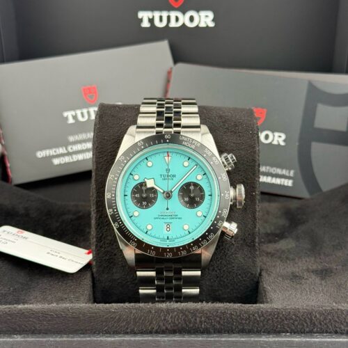 Tudor Black Bay Chronograph Blue Flamingo Turquoise Dial Bracelet M79360N Full