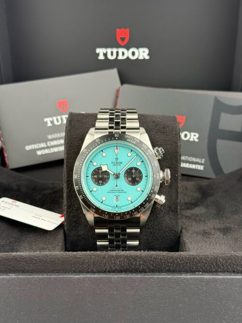Tudor Black Bay Chronograph Blue Flamingo Turquoise Dial Bracelet M79360N Full