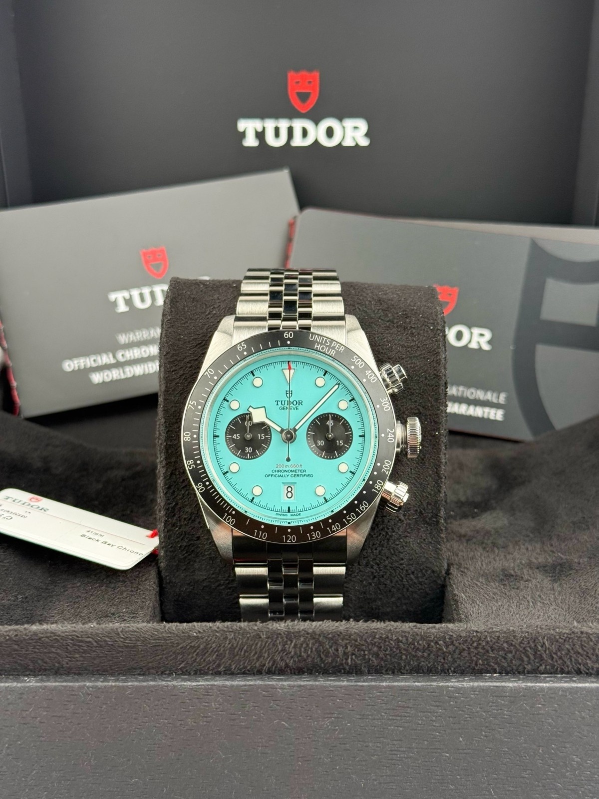 Tudor Black Bay Chronograph Blue Flamingo Turquoise Dial Bracelet M79360N Full
