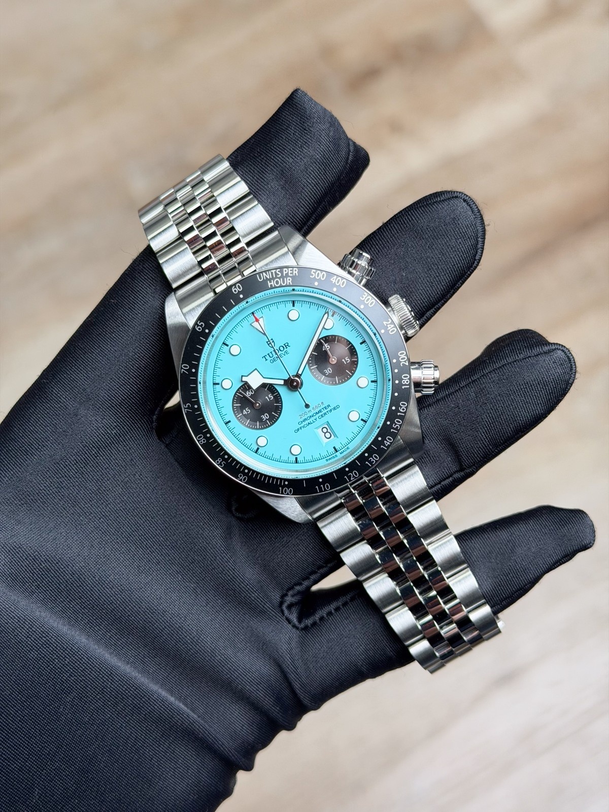 Tudor Black Bay Chronograph Blue Flamingo Turquoise Dial Bracelet M79360N Full