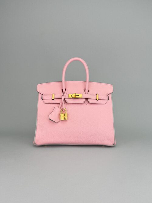 Hermes Birkin 25 Chevre HSS Rose Sakura/ Gris Perle Gold Hardware Preowned A