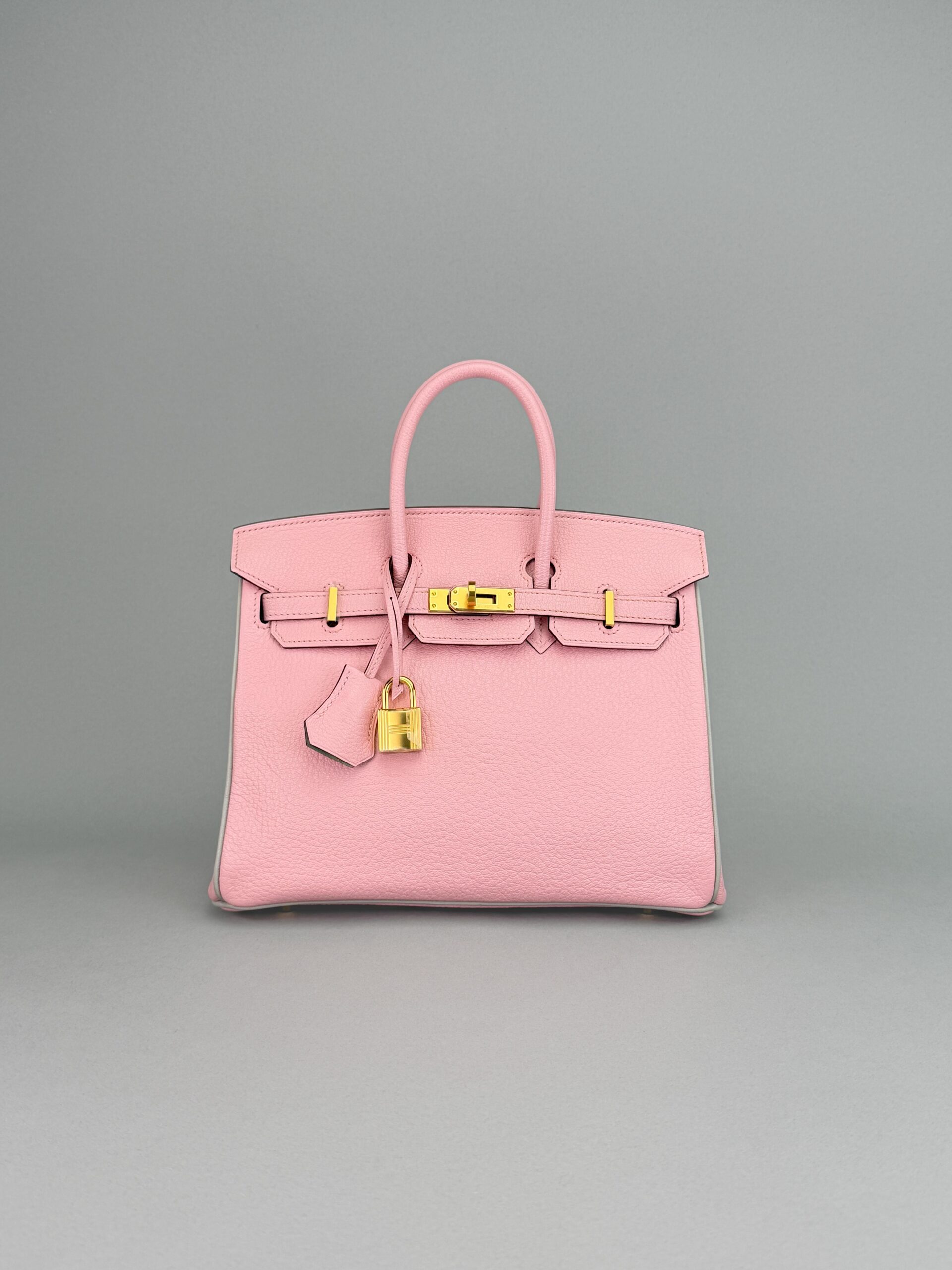 Hermes Birkin 25 Chevre HSS Rose Sakura/ Gris Perle Gold Hardware Preowned A