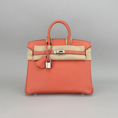 Hermes Birkin 25 Epsom Crevette Palladium Hardware Preowned Square R