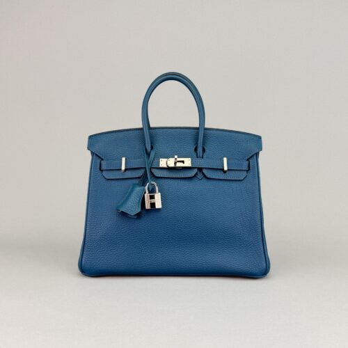 Hermes Birkin 25 Retourne Togo Colvert Palladium Hardware Preowned Sqaure Q