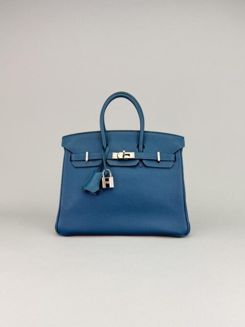 Hermes Birkin 25 Retourne Togo Colvert Palladium Hardware Preowned Sqaure Q