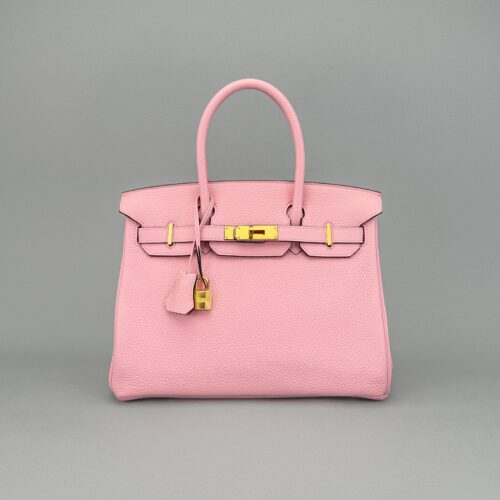 Hermes Birkin 30 Retourne Clemence Rose Sakura Gold Hardware Preowned T Stamp