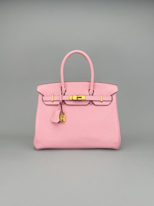 Hermes Birkin 30 Retourne Clemence Rose Sakura Gold Hardware Preowned T Stamp