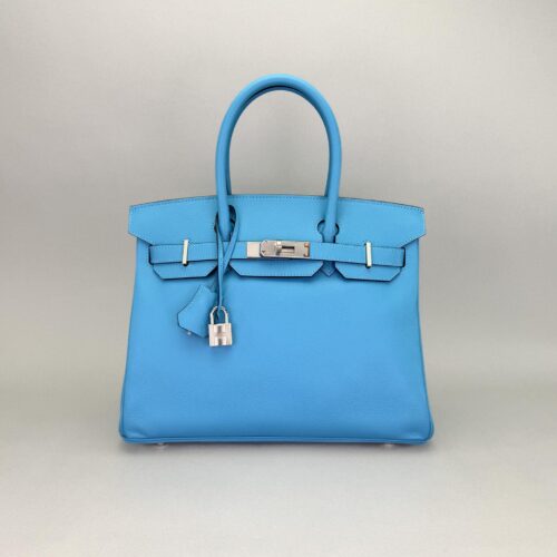 Hermes Birkin 30 Epsom Blue Du Nord Palladium Hardware Preowned D Stamp