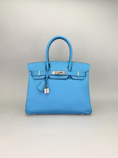 Hermes Birkin 30 Epsom Blue Du Nord Palladium Hardware Preowned D Stamp