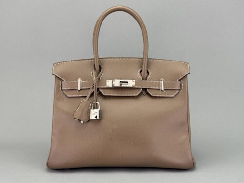 Hermes Birkin 30 Sellier Epsom Etoupe Etoupe Hardware Preowned Square O Stamp