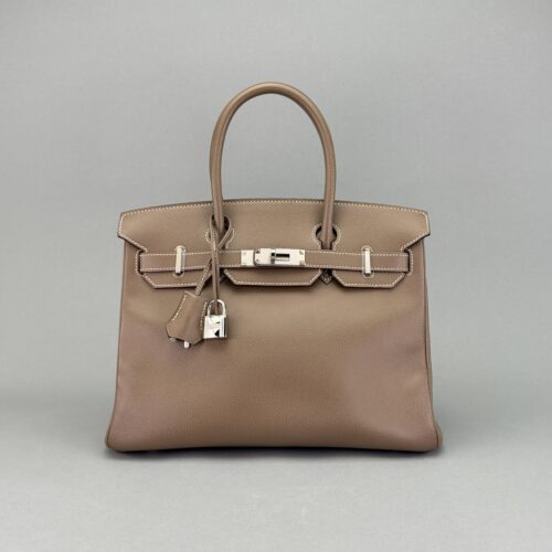 Hermes Birkin 30 Sellier Epsom Etoupe Etoupe Hardware Preowned Square O Stamp