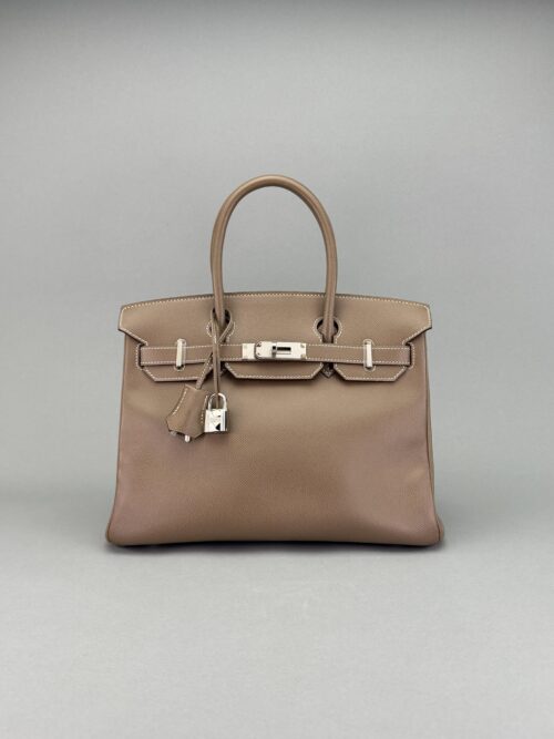 Hermes Birkin 30 Sellier Epsom Etoupe Etoupe Hardware Preowned Square O Stamp