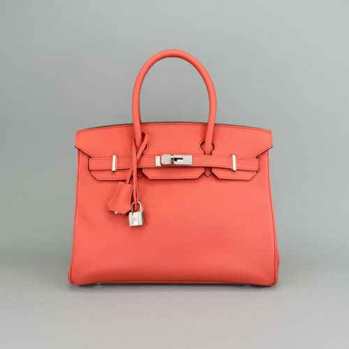 Hermes Birkin 30 Retourne Epsom Flamingo Palladium Hardware Preowned Square Q