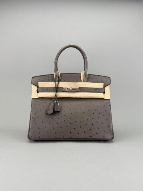 Hermes Birkin 30 Ostrich Graphite Rose Gold Hardware Preowned Y Stamp 2020