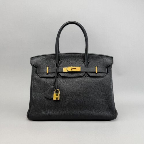 Hermes Birkin 30 Retourne Togo Black Gold Hardware Preowned Square N