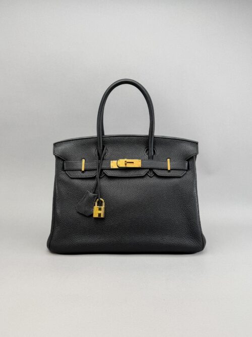 Hermes Birkin 30 Retourne Togo Black Gold Hardware Preowned Square N
