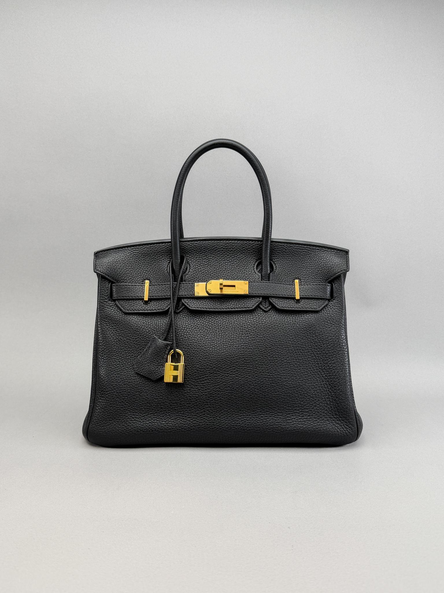 Hermes Birkin 30 Retourne Togo Black Gold Hardware Preowned Square N