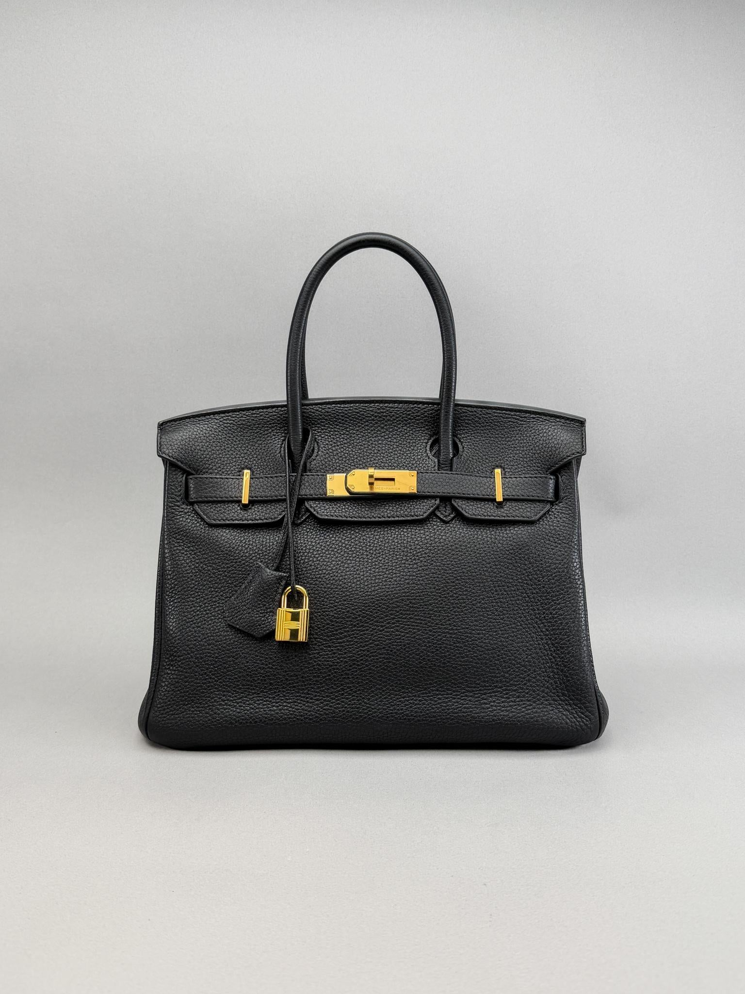 Hermes Birkin 30 Retourne Togo Black/Noir Gold Hardware Preowned Square N Stamp