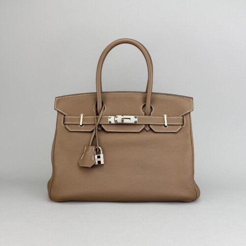 Hermes Birkin 30 Retourne Togo Etoupe Palladium Hardware Preowned Square Q