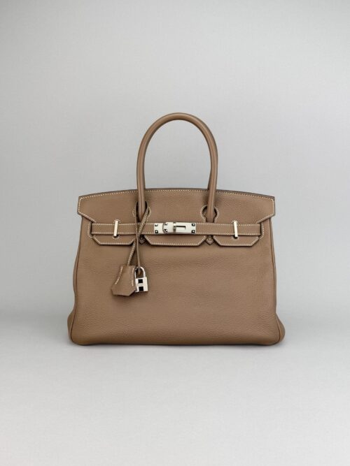 Hermes Birkin 30 Retourne Togo Etoupe Palladium Hardware Preowned Square Q