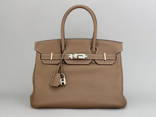 Hermes Birkin 30 Retourne Togo Etoupe Palladium Hardware Preowned Square Q