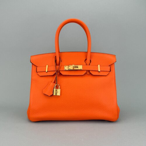 Hermes Birkin 30 Retourne Togo Orange Gold Hardware Preowned Y Stamp