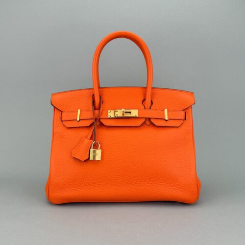 Hermes Birkin 30 Retourne Togo Orange Gold Hardware Preowned Y Stamp