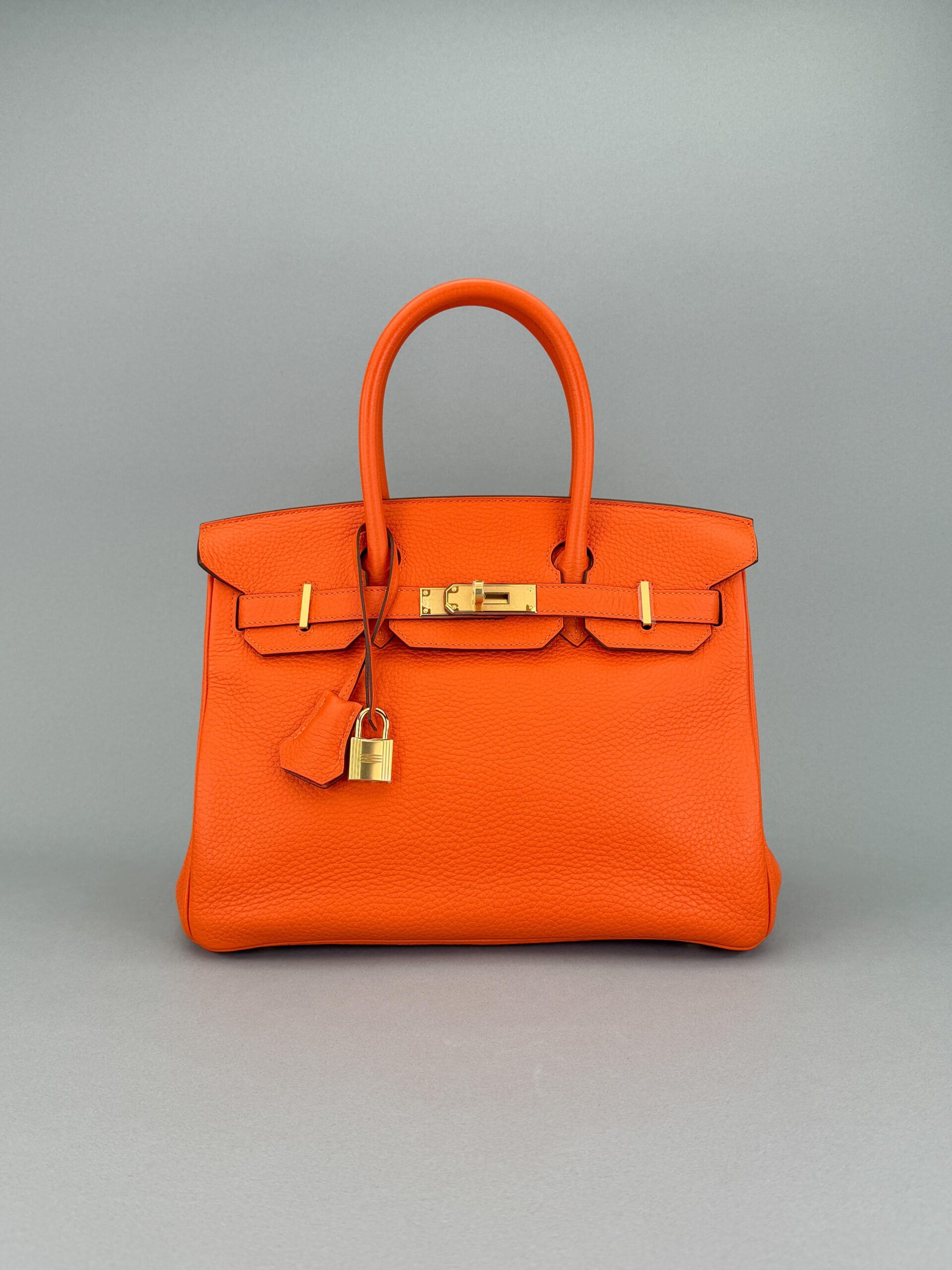 Hermes Birkin 30 Retourne Togo Orange Gold Hardware Preowned Y Stamp