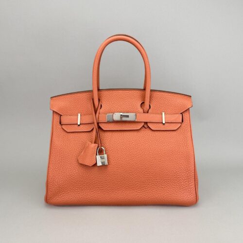 Hermes Birkin 30 Retourne Togo Rose Tea Palladium Hardware Preowned Square Q