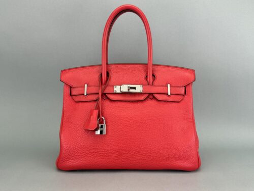 Hermes Birkin 30 Togo Rouge Pivoine Palladium Hardware Preowned Square N Stamp