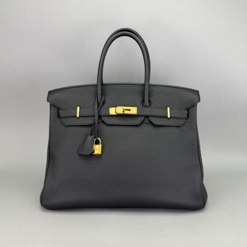 Hermes Birkin 35 Retourne Togo Black/Noir Gold Hardware Preowned Square H