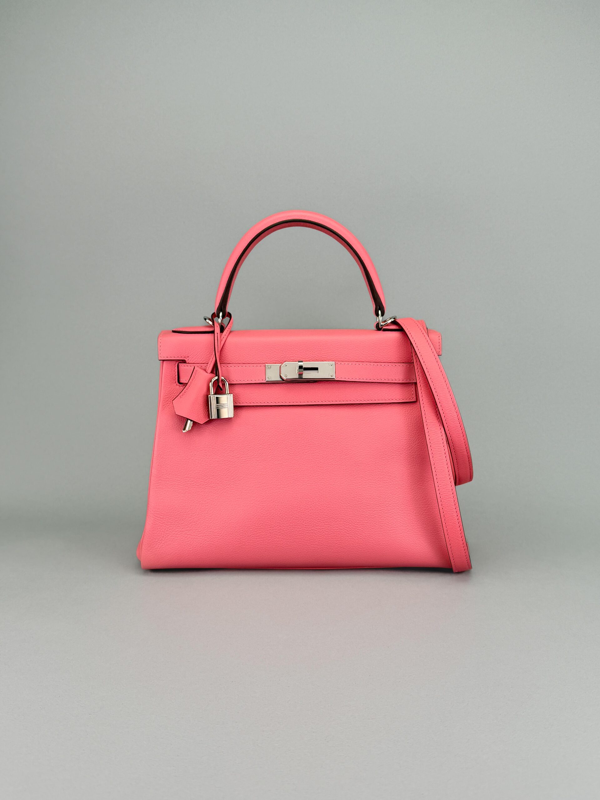 Hermes Kelly 28 Retourne Evercolor Rose D'ete Palladium Hardware Preowned T Stmp