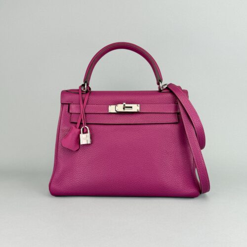 Hermes Kelly 28 Retourne Togo Rose Purple Palladium Hardware Preowned Square O