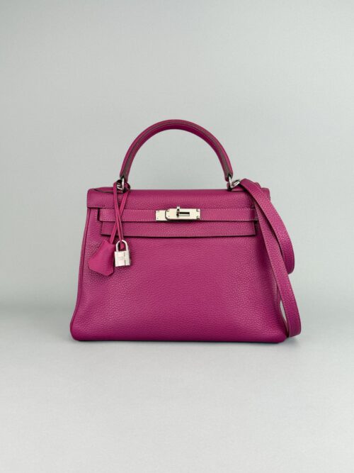 Hermes Kelly 28 Retourne Togo Rose Purple Palladium Hardware Preowned Square O