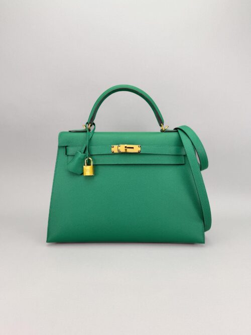 Hermes Kelly 32 Sellier Epsom Cactus Gold Hardware Preowned C Stamp