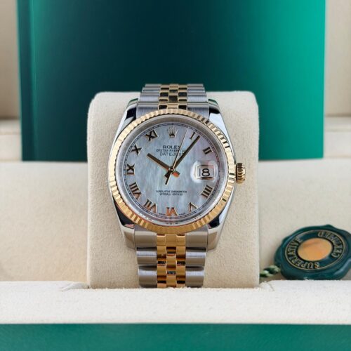 Rolex Datejust 36 MOP Pearl Roman Fluted Jubilee Preowned Watch&Box 116233