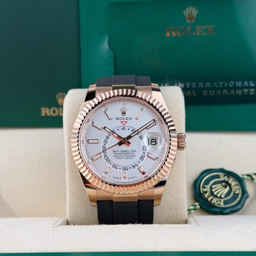 Rolex Sky-Dweller 42 White Index Dial Fluted Oysterflex Preowned 2023 336235