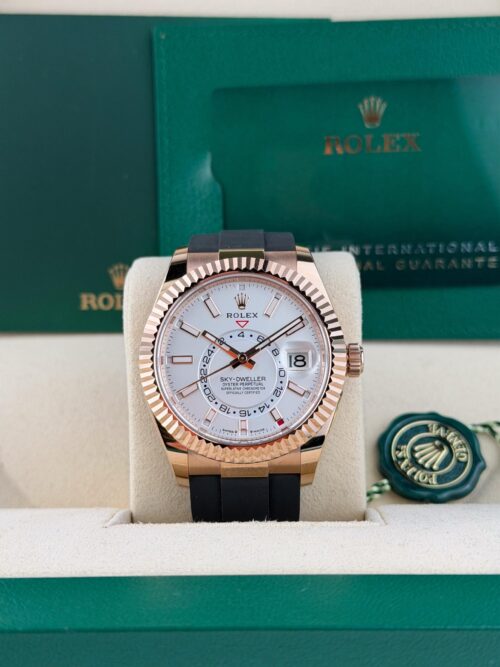 Rolex Sky-Dweller 42 White Index Dial Fluted Oysterflex Preowned 2023 336235