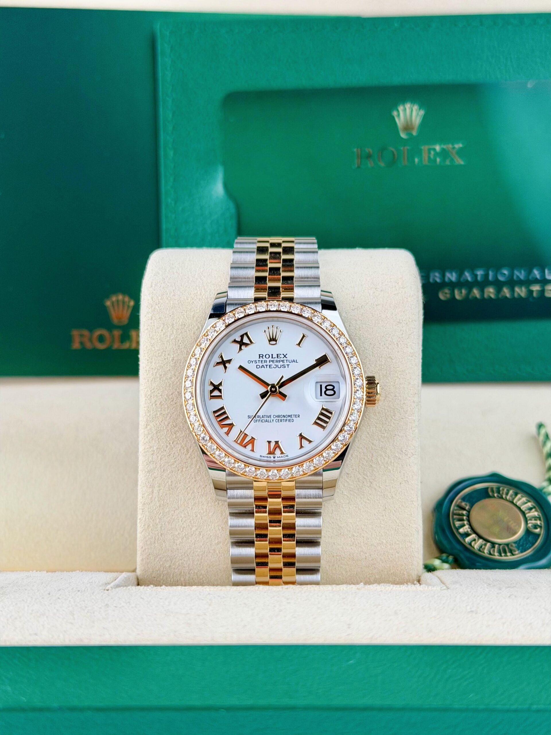 Rolex Datejust 31 White Roman Diamond Bezel Jubilee 2026 Unworn 278383RBR
