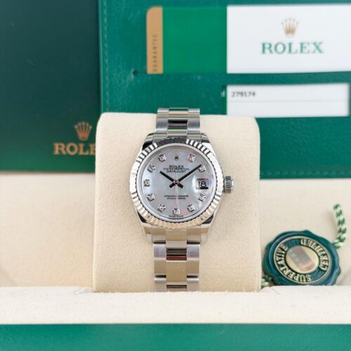 Rolex Datejust 28 MOP Pearl Diamond Fluted Oyster Preowned 2017 279174