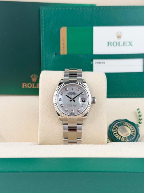 Rolex Datejust 28 MOP Pearl Diamond Fluted Oyster Preowned 2017 279174